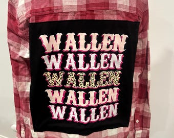 Morgan Wallen concert flannel: Pink/Red Size Small