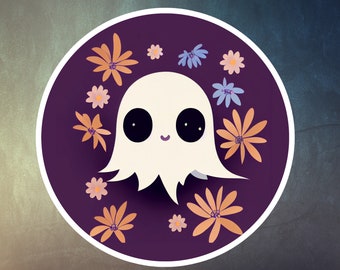 STICKER: Halloween Ghost sticker, 3" vinyl. Cute Ghost