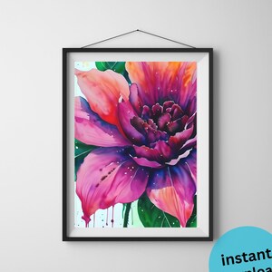 Acquerello rosa ,Stampa floreale,Fiori stampabili, Stampa acquerello botanico,Rose Wall Art, Download digitale, Stampa arte floreale, Fiori rosa