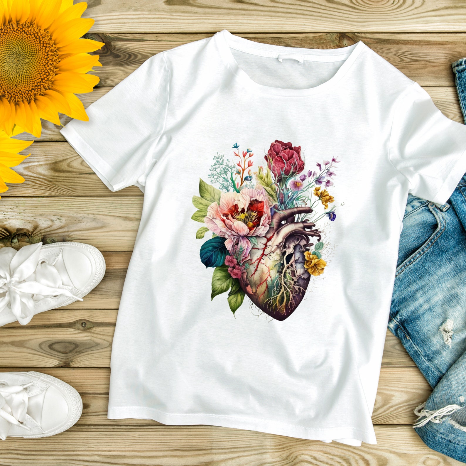 Watercolor Floral Human Heart Anatomy Art Print (digital Download) - Etsy