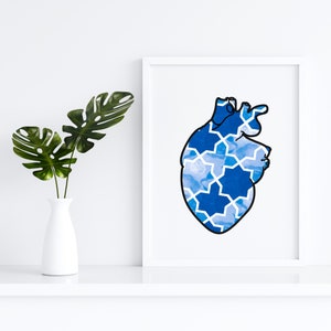 Arte dell'anatomia del cuore umano dell'acquerello, regalo medico, regalo, regalo per infermiere cardiologo, regalo per ufficio medico, regalo per chirurgo, regalo di cardiologia medica