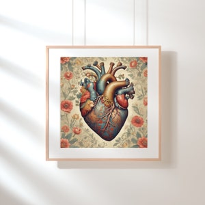 Watercolor Floral Human Heart Anatomy Art,Gift,Cardiologist Nurse Gift,Doctor Office Gift Art,Surgeon Gift,Medical Artwork, Cardiology Gift