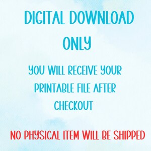 May include: Digital download only. You will receive your printable file after checkout. No physical item will be shipped.