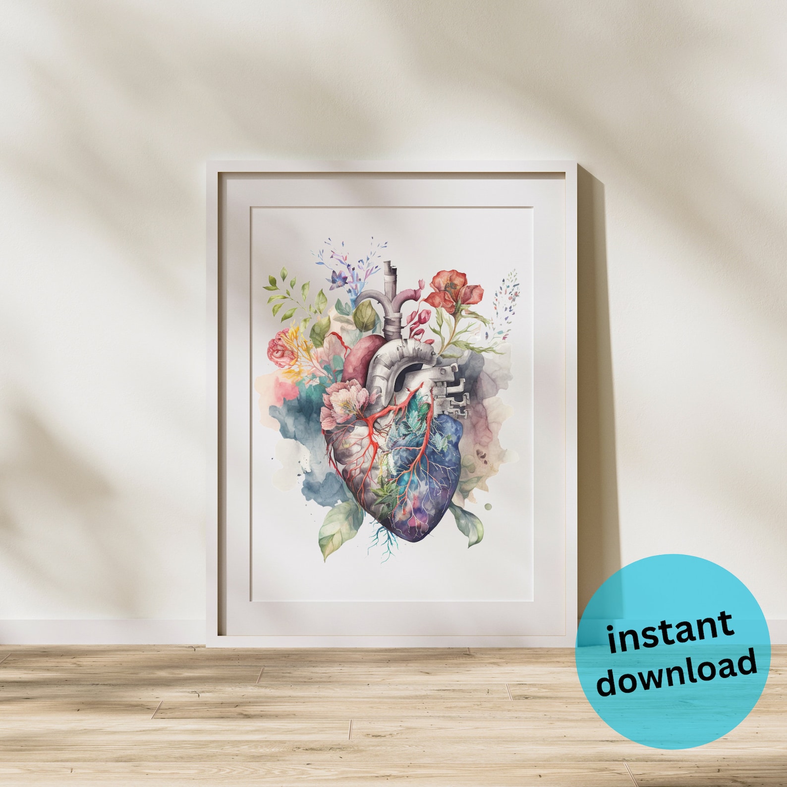 Watercolor Floral Human Heart Anatomy Art,gift,cardiologist Nurse Gift ...
