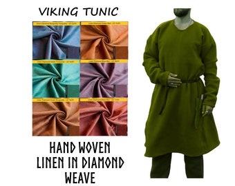 Viking Tunic hand woven Linen in diamond weave, , custom size, made in Poland