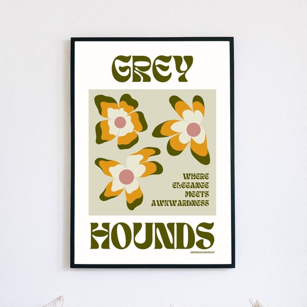 Retro Greyhound Quote Prints, Vintage Digital Art Collection, Fun Dog Graphics, Instant Download, Wall Decor, Dog Lover Gift