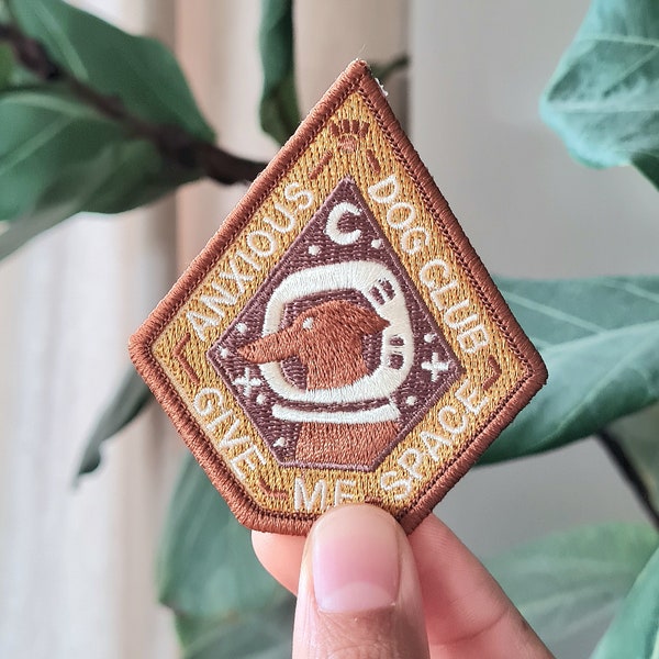 Anxious Dog Club Patch, Space Embroidered Patch, Application Ironing Image, Scouts, Dog Lovers Gift, Rescue Adopt Foster Badge