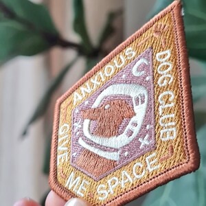 Anxious Dog Club Patch, Space Embroidered Patch, Application Ironing Image, Scouts, Dog Lovers Gift, Rescue Adopt Foster Badge image 6