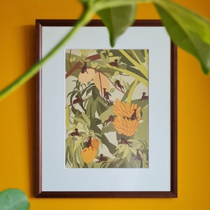 Tiny Greyhounds in the Jungle Print, Tropical art, Dog Poster, Tropical Fruit Art Wall, Sighthound Decoration, Summer Home Decor image 5