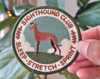 Retro Sighthound Club for Ironing, Embroidered Patch Application Ironing Image, Scouts Patch, Dog Lovers Gift,  Greyhound Club, badge