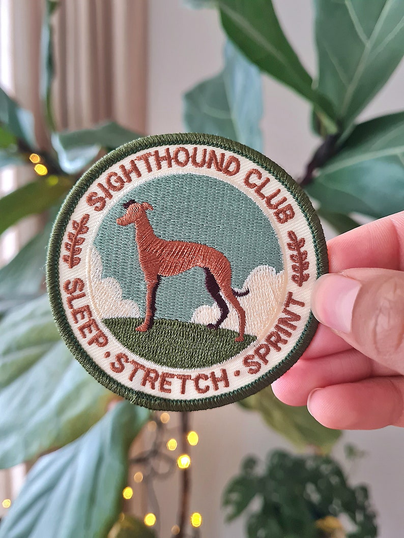 Retro Sighthound Club for Ironing, Embroidered Patch Application Ironing Image, Scouts Patch, Dog Lovers Gift, Greyhound Club, badge image 1