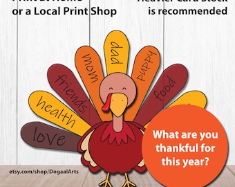 Printable Thanksgiving Turkey Craft: Kid's Activity (Digital Download)