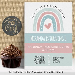 Boho Rainbow Birthday Invitation | Instant Download | Boho Rainbow Birthday Party | Invitation Template