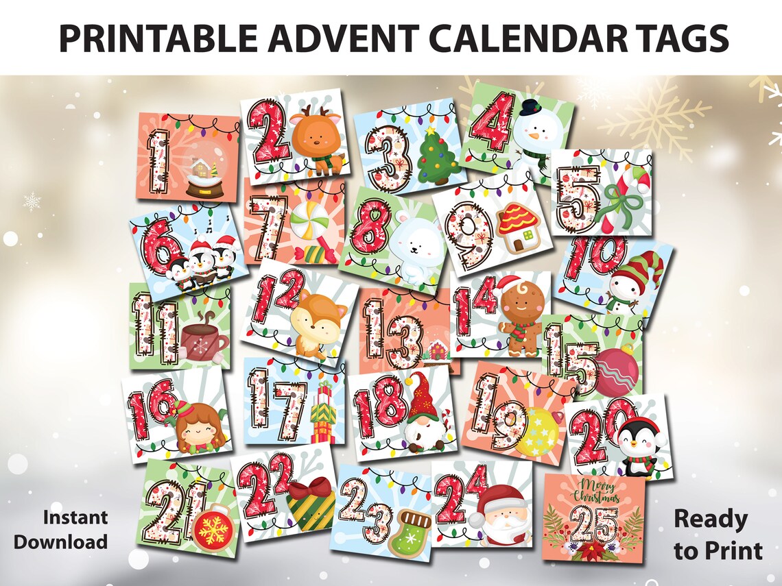 Printable Advent Calendar for Kids Instant Download - Etsy