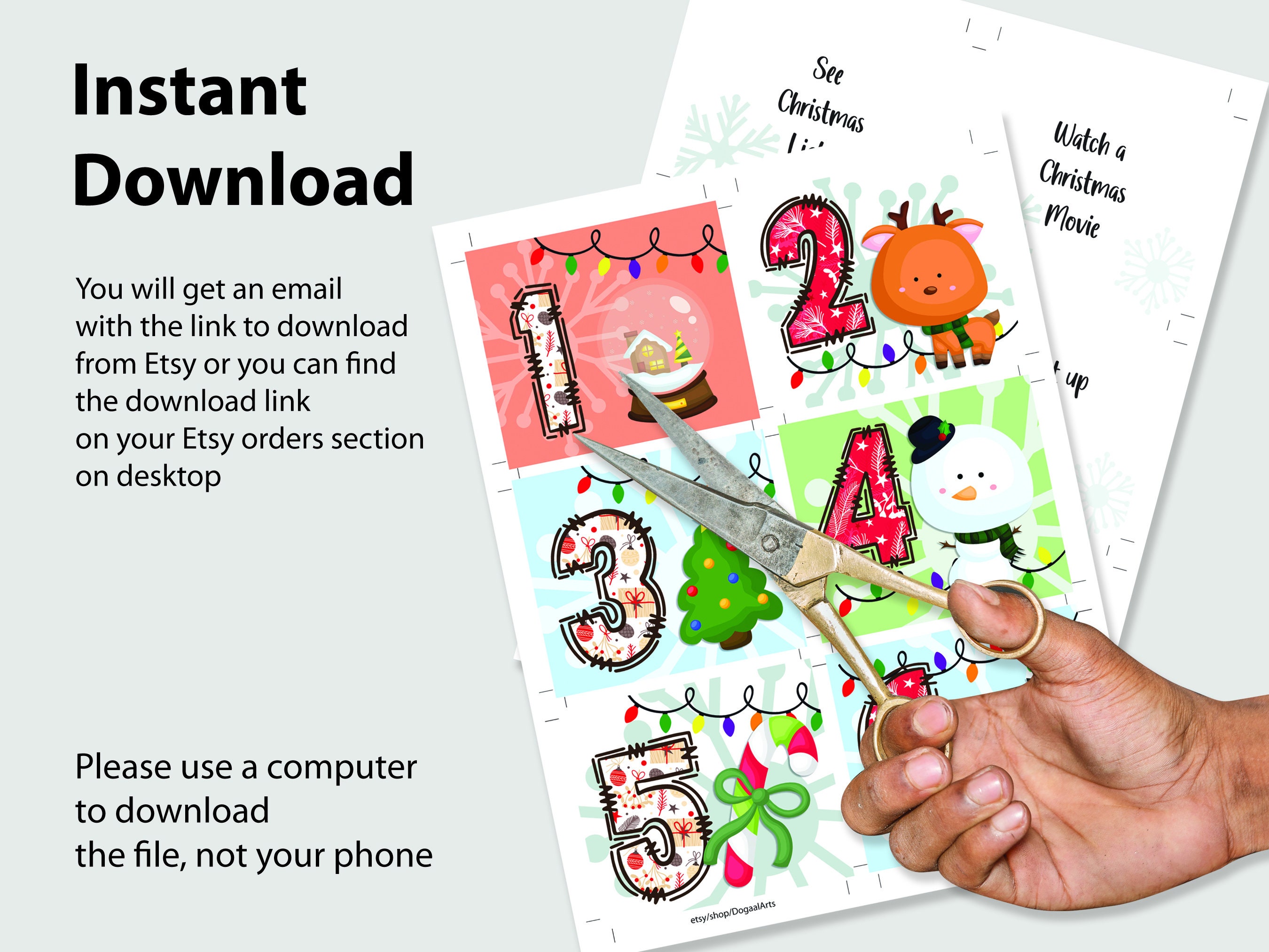 Printable Advent Calendar for Kids Instant Download - Etsy