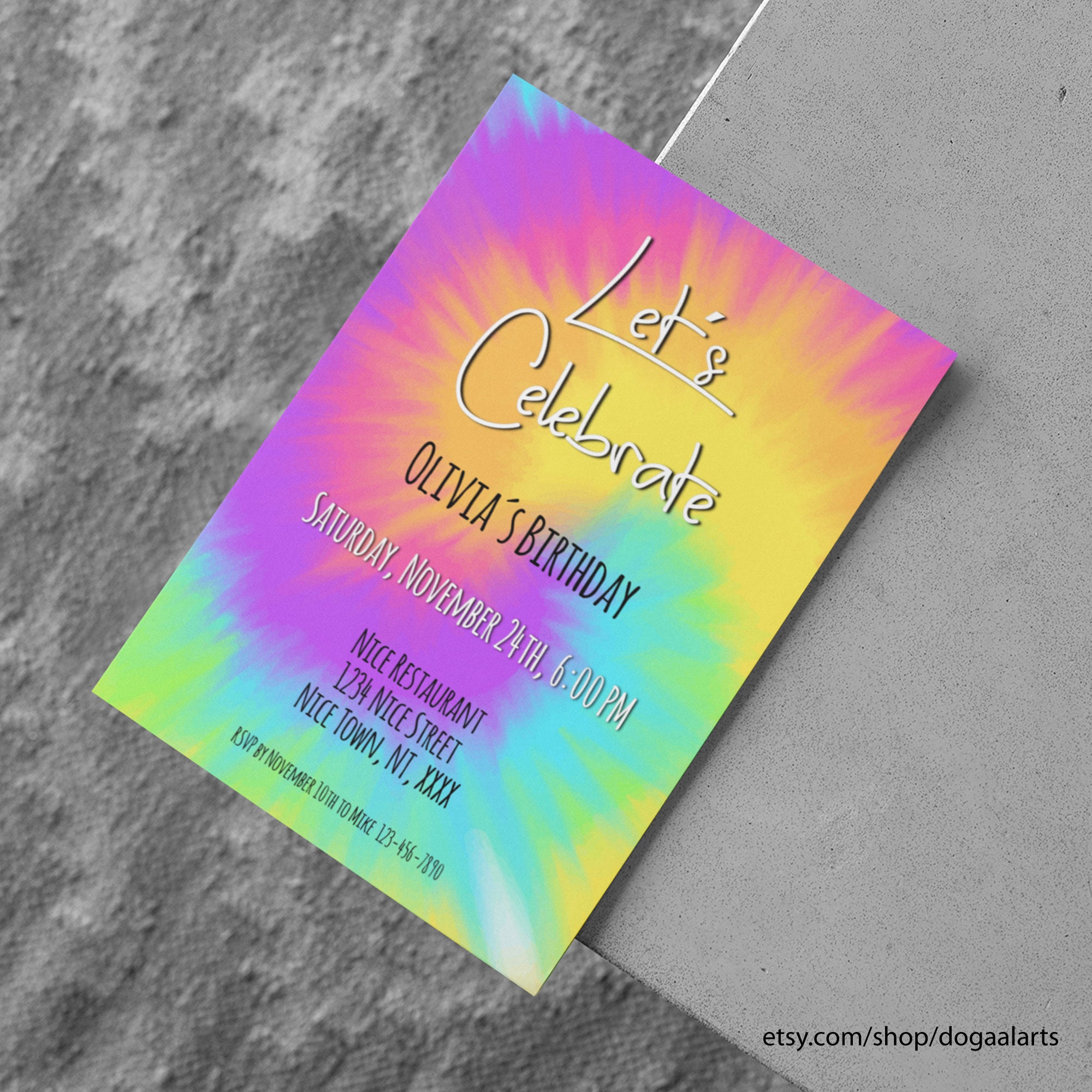 Tie Dye Birthday Invitation Instant Download Tie Dye Birthday Party