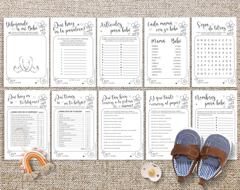 Spanish Baby Shower Games Black and White Printable Shower Games en español image 5