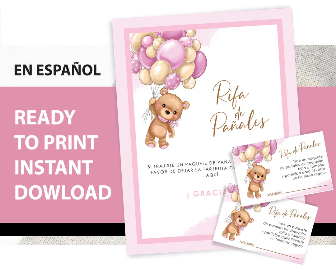 Spanish Diaper Raffle Sign and Diaper Raffle Invitation Etsy