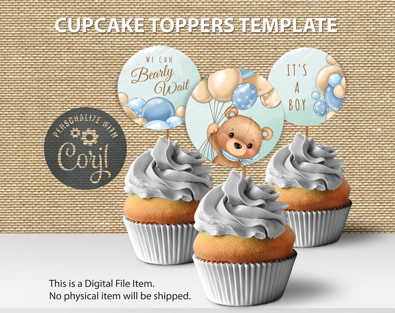 Ercadio Cupcake-Aufsätze Mit Bären-Motiv – 24 Stück Für Baby-Party & Geburtstag