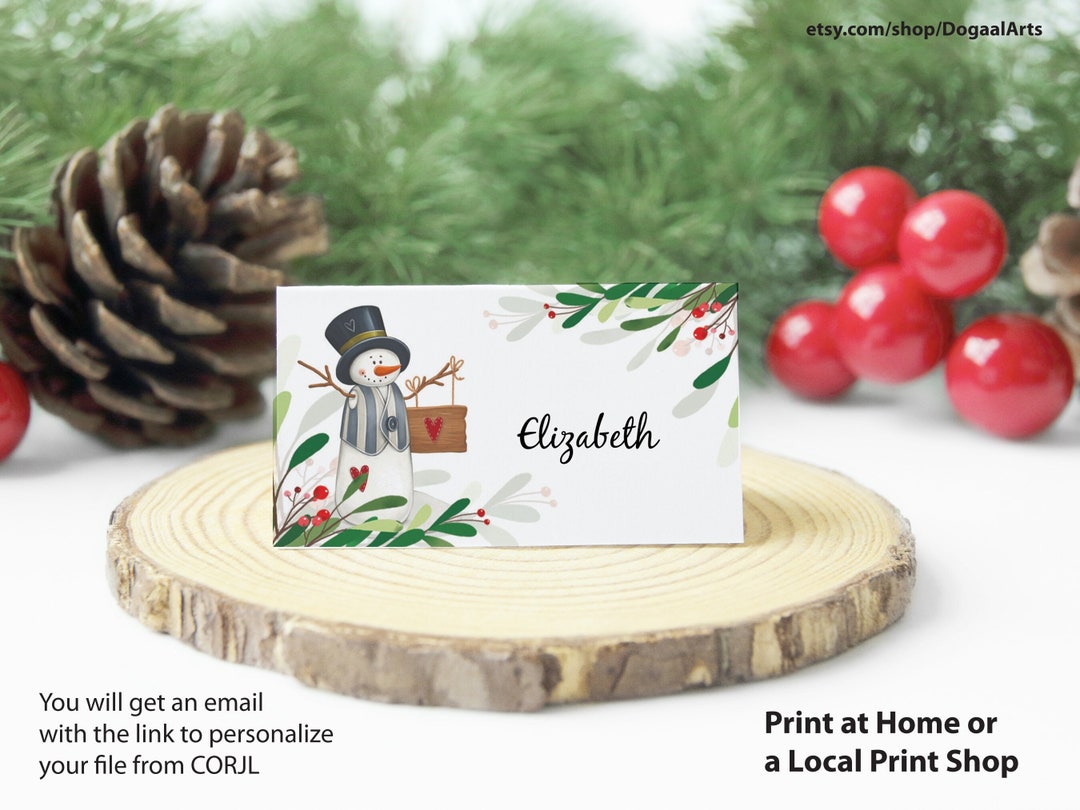 Christmas Winter Place Cards |instant Download |easy Editable With ...