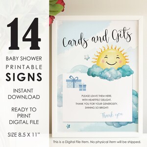 Babyshowerbordenbundel | Afdrukbaar DIY-babyshowerdecor | Babyshoweractiviteiten | Hier komt de babyshower met zoon-thema | Direct downloaden