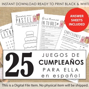 Verjaardagsfeestjes in het Spaans – Juegos de Fiesta de Cumpleaños para Ella – afdrukbare directe download
