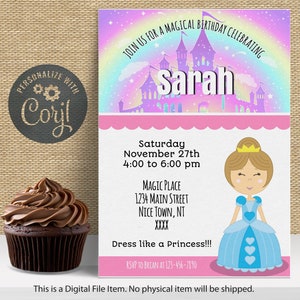 Princess Invitation | Princess Template Download | Digital File | Editable | Princess Party | Instant Download | Girl Birthday Invitation