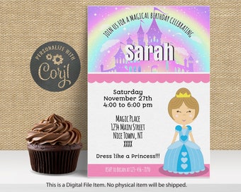 Princess Invitation | Princess Template Download | Digital File | Editable | Princess Party | Instant Download | Girl Birthday Invitation