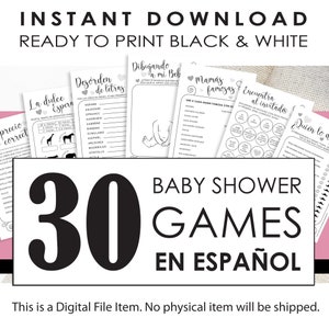 Spanish Baby Shower Games Black and White Printable Shower Games en español image 1