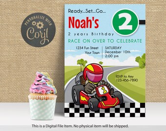 2 Years Race Car Birthday Invitation 2nd Birthday | INSTANT DOWNLOAD |Two Fast Race Car Invite|2 Years Party Invitation Template