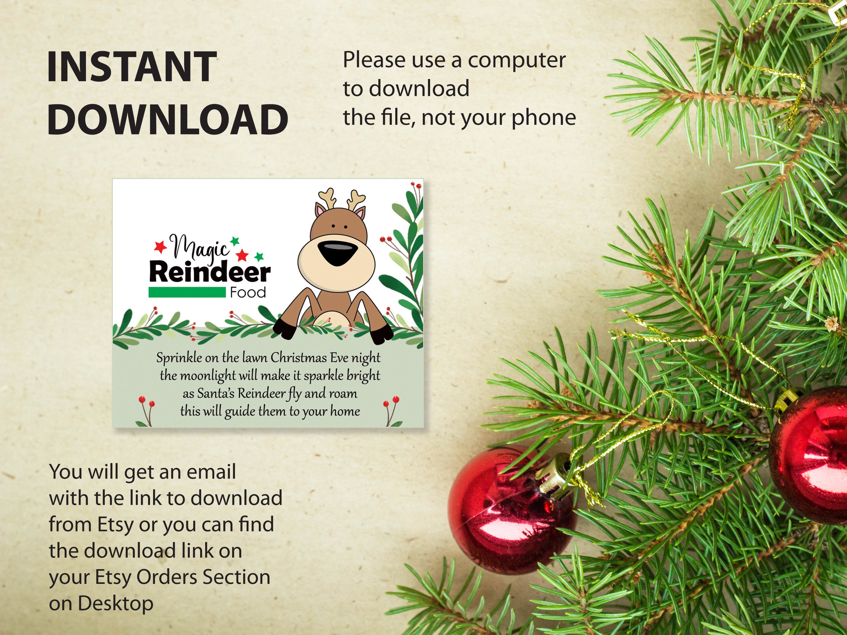 Magic Reindeer Food Label - Printable Christmas Reindeer Food Gift Bag ...