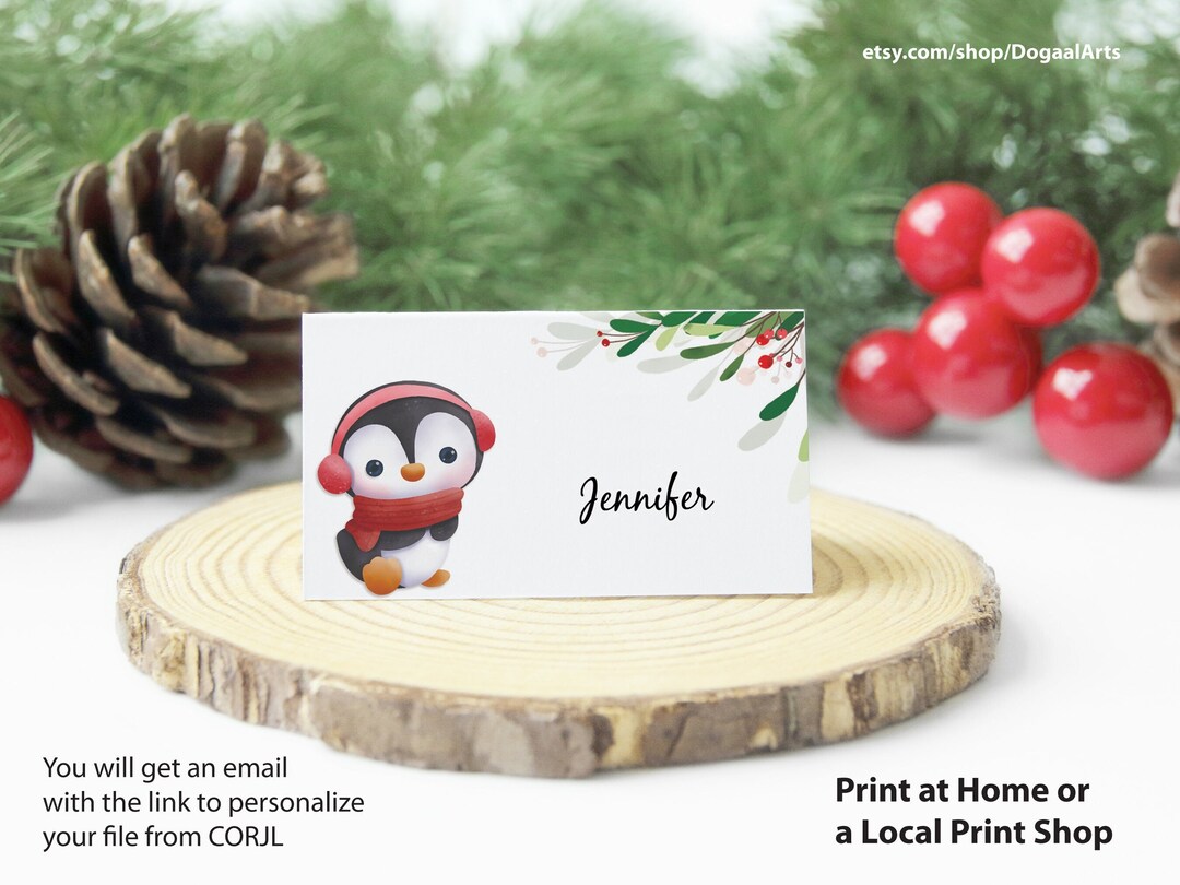 Christmas Winter Place Cards | Instant Download | Easy Editable With ...