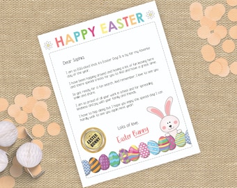 Personalized Easter Bunny Letter | Printable Kids Keepsake (Digital Download)