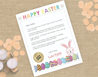 Editable Easter Bunny Letter | Return Letter From The Desk Of Easter | Kids Easter Bunny Note | Personalized Printable Template