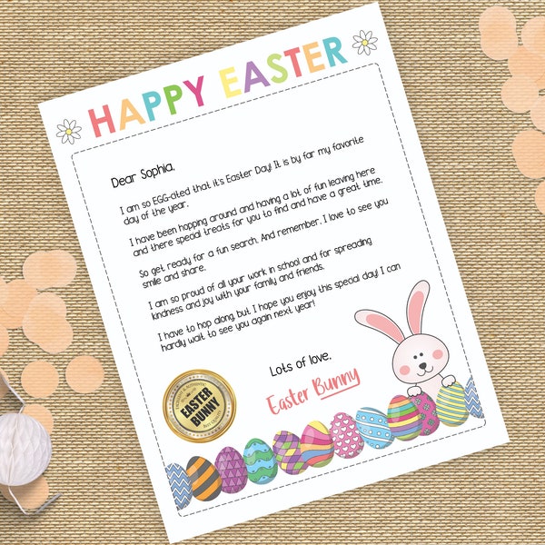 Editable Easter Bunny Letter | Return Letter From The Desk Of Easter | Kids Easter Bunny Note | Personalized Printable Template