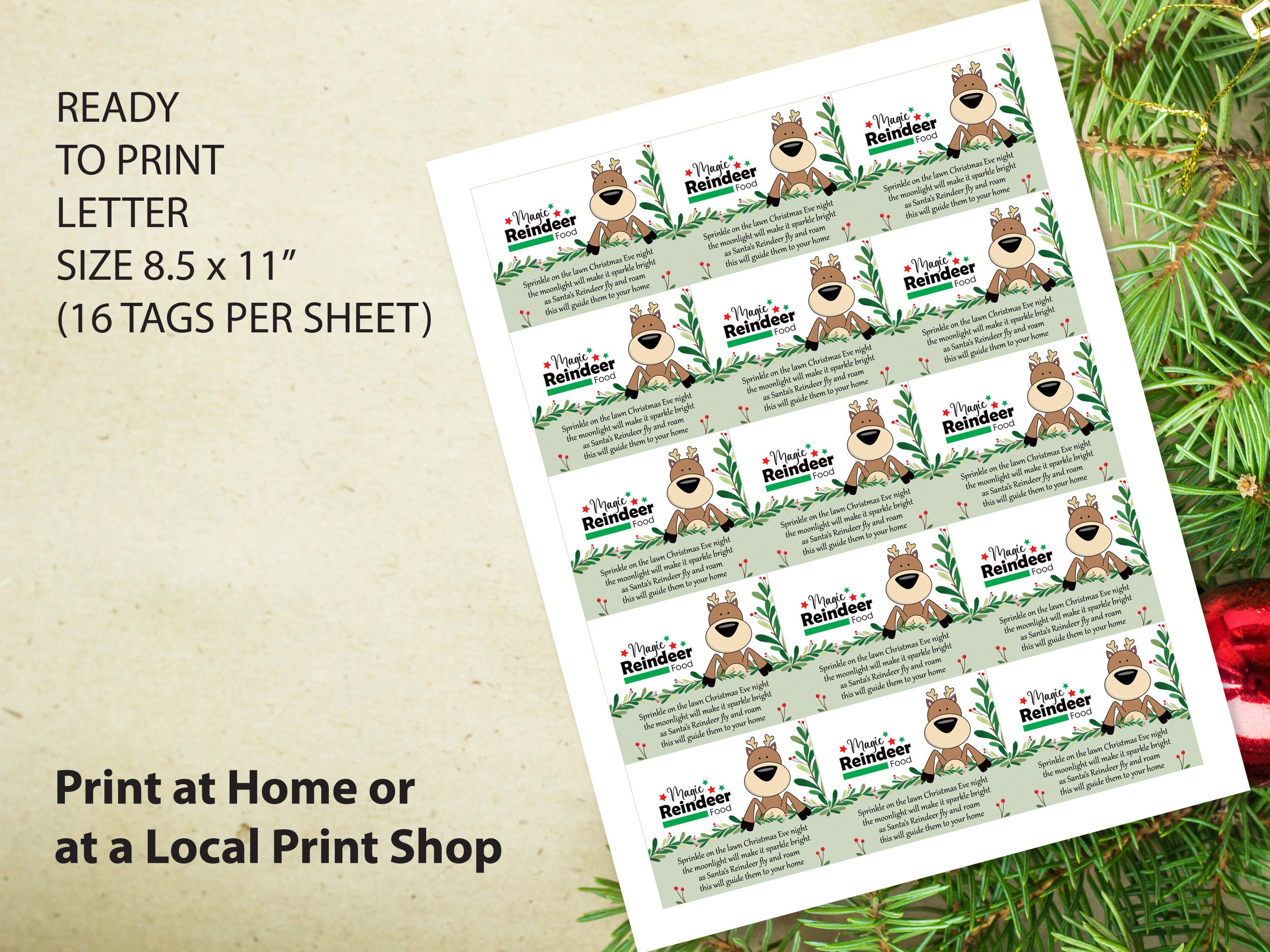 Magic Reindeer Food Label - Printable Christmas Reindeer Food Gift Bag ...
