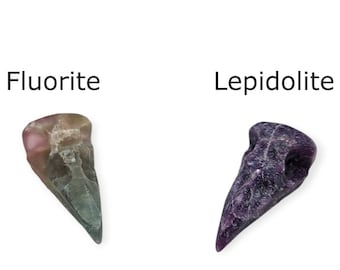 Lepidolite Purple Mica or Fluorite Raven Skull Carvings/Pendants - Reiki Cleansed - Mystical Crystal - 1.79" - Versatile Wear