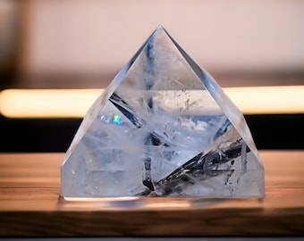 Small Black Tourmaline in Clear Quartz Pyramid - Spectacular Crystal Decor - 19g - Healing Stone