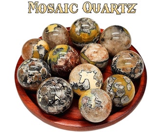 Small Mosaic Quartz Sphere - Reiki Cleansed Crystal - Random Selection - 1.06"-1.20" Diameter