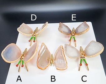 Unique Agate Butterfly Figurines - Handcrafted Home Decor - Natural Agate Wings - Stunning and One-of-a-kind Collectibles