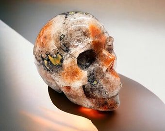 Enchanting Mosaic Quartz Crystal Skull: Mystical Fusion of Colors & Energies, Reiki Cleansed - 4.80" x 3.91" x 3.24" - 1.4kg