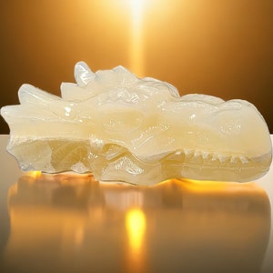 Afghan Jade Dragon Head Carving - Exquisite Handcrafted Gemstone Sculpture for Collectors