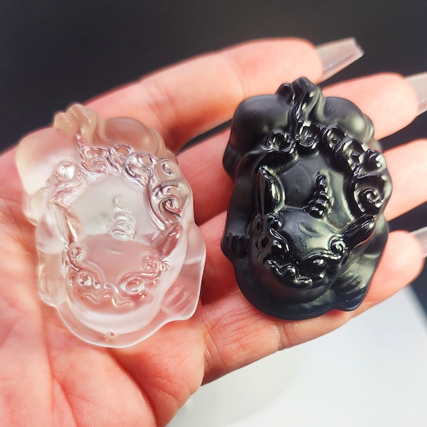 Exquisite Crystal Pixiu Pendants - Handcrafted Clear Quartz & Black Obsidian Options - Powerful Amulets - Unique Accessories