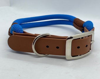 Halsband Hund Biothane Tau blau braun 43-51cm