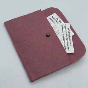 Brieftasche rosa aus Filz handgemacht mit zwei Fächern