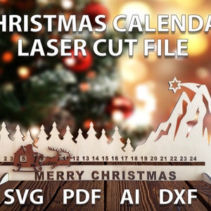 Christmas calendar, Advent calendar - Laser cut- digital file - DXF - SVG - CDR