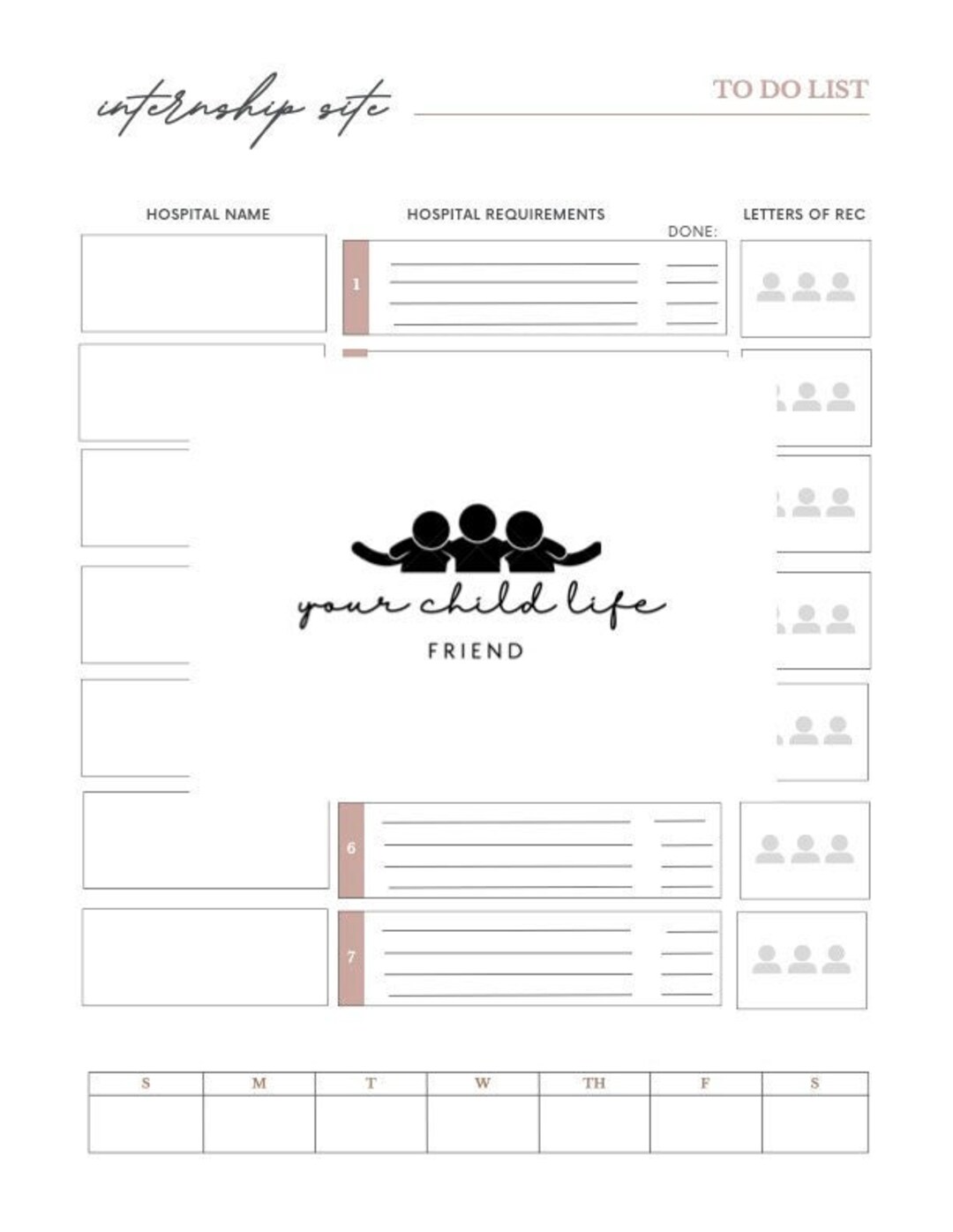 Child Life Internship Site Checklist Etsy