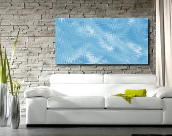 Blue Wave Symphony Wall Art - Mesmerizing Abstract Ocean Print - Luxury Matte Acrylic Glass Decor