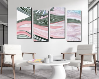 Pink Sandy Beach & Forest Abstract Wall Art Under Matte Acrylic Glass