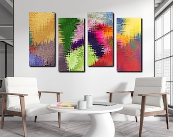 Abstract Patchwork Wall Art: Vibrant Under Matte Acrylic by The Wall Decor Lab